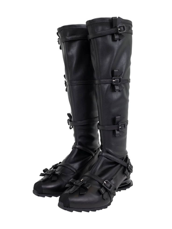 kiko kostadinov - knee high boots with ribbons in black