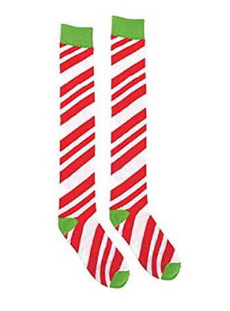 candy cane over knee socks