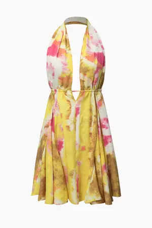 Tie Dye Halter Pleated Mini Dress – Micas