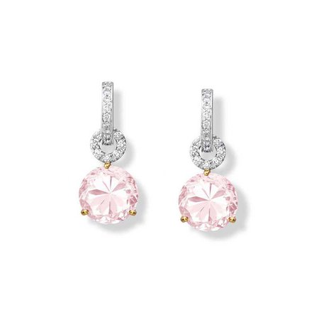 Riviere Pink Kunzite and Diamond White Gold Earrings