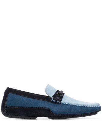 Moreschi Colour-Block Suede Driver Loafers 43332SH Blue | Farfetch