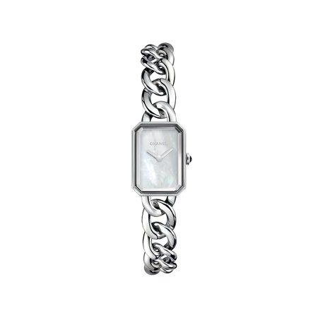 Chanel, première chain watch Small version, steel, white mother-of-pearl dial