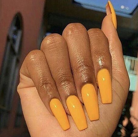 black girl nails orange yellow