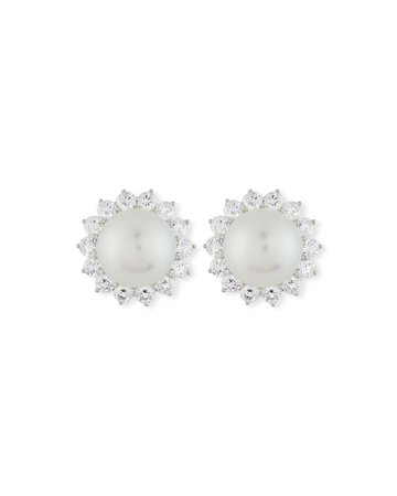 Assael South Sea Pearl & Diamond Halo Earrings | Neiman Marcus