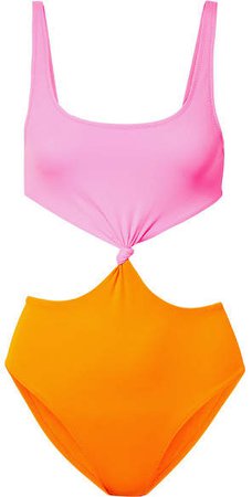 The Bailey Cutout Two-tone Swimsuit - Orange
