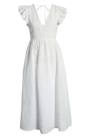 English Factory Cotton Eyelet Midi Dress white