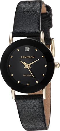 Amazon.com: Armitron Women's 75/2447BLK Diamond-Accented Watch with Black Leather Band : Clothing, Shoes & Jewelry