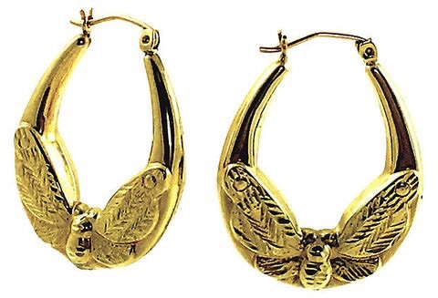 moth hoop earrings