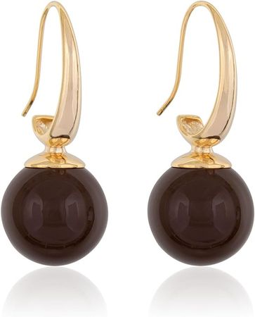 Amazon.com: POSUR Drop Beaded 14K Gold Plated Earrings for Women Dangle Colorful Big Beaded Gold Earrings for Teen Girls Gifts (Brown): Clothing, Shoes & Jewelry
