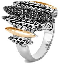 Classic Chain Hammered Two-Tone Spear Statement Ring