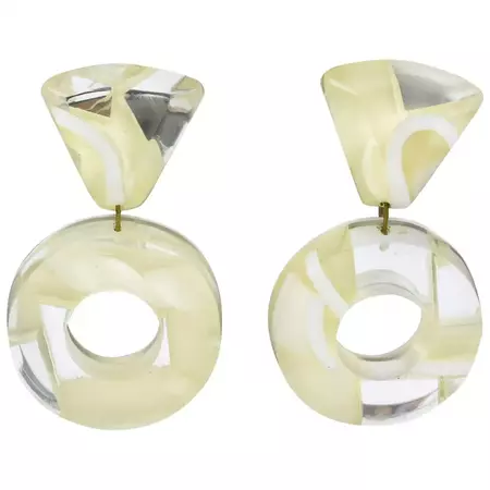 Kaso | White Frosted Lucite Earrings For Sale at 1stDibs