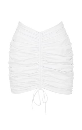 Clothing : Skirts : Mistress Rocks 'Pull Up' White Gathered Mini Skirt