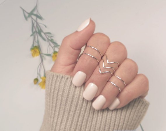 Midi Rings/ Silver Knuckle Ring Set/ Stacking Rings/ Gift for | Etsy