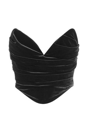Clothing : Tops : 'Marina' Black Velvet Draped Corset