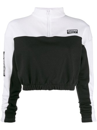 Black Adidas Cropped Zip-up Jumper | Farfetch.com