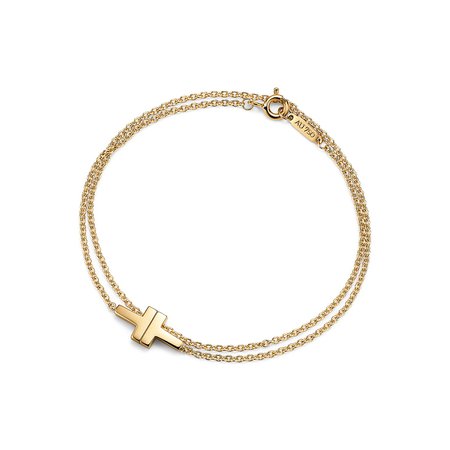 Tiffany T double chain bracelet in 18k gold, small. | Tiffany & Co.