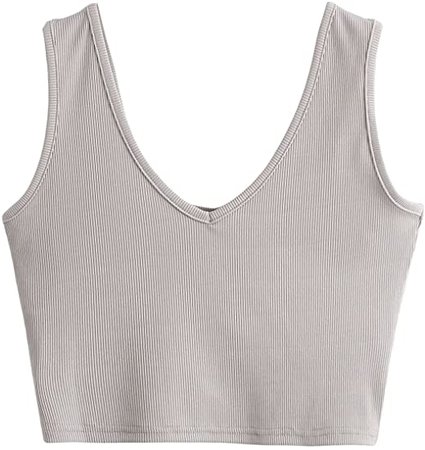 SweatyRocks Women's Sleeveless Casual Ribbed Knit Shirt Basic Crop Tank Top at Amazon Women’s Clothing store