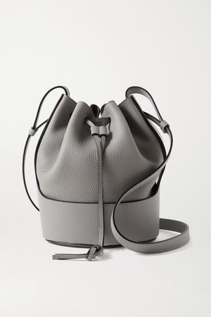 Balloon Small Smooth And Textured-leather Bucket Bag - Gray