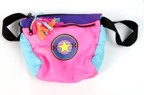 80's 90's Vintage GITANO ColorBlock Neon Pink Neon AQUA small bag Fanny Bag | eBay