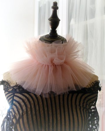 Rococo Elizabeth Blush Pink Silk Tulle Ruff Neck High Collar | Etsy