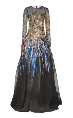 Firework Embellished Tulle Gown by OSCAR DE LA RENTA