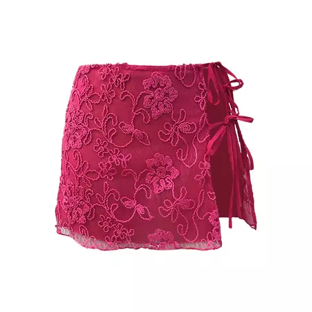 Unwrap Me Raspberry Sheer Appliqué Wrap Skirt | Elsie & Fred | Wolf & Badger