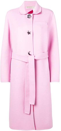 Pink Shaped Button Wool Coat