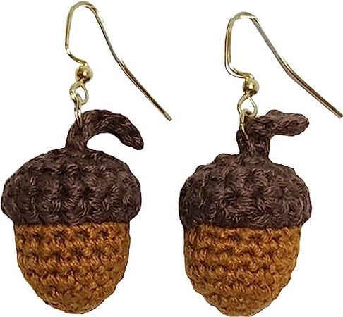 Amazon.com: Cute Gift for Women, Friends, Girls - Unique Crochet Earrings, 100% HANDMADE! Hypoallergenic Lightweight Drop Dangle Jewelry (Brown Mini Acorn) : Handmade Products