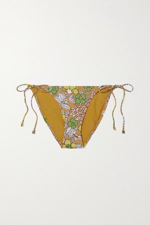Floral-print Bikini Briefs - Yellow