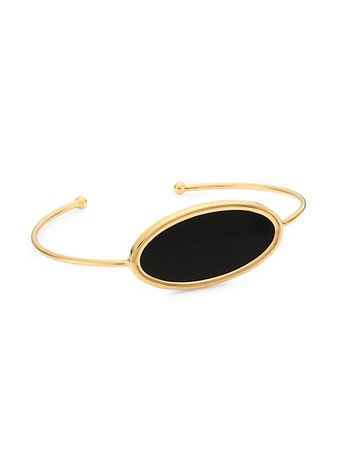 Ginette NY 18K Rose Gold & Black Onyx Ellipse Bangle Bracelet | SaksFifthAvenue