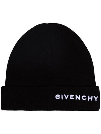 Shop Givenchy embroidered logo beanie with Express Delivery - FARFETCH