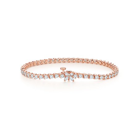 Tiffany Victoria® line bracelet in 18k rose gold with diamonds. | Tiffany & Co.