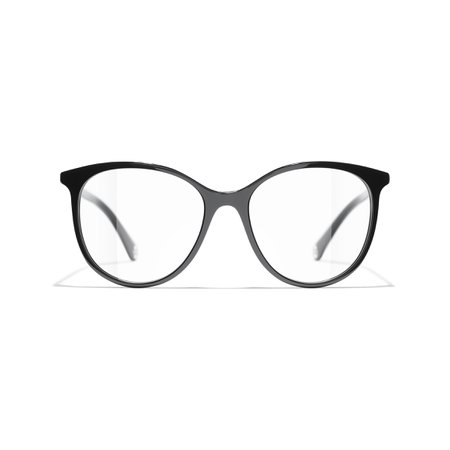 Pantos Eyeglasses Acetate Black Eyeglasses | CHANEL