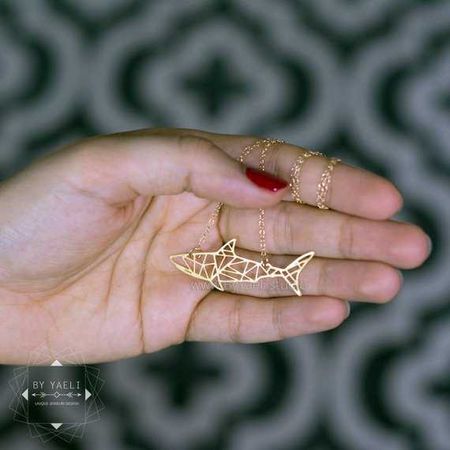 Gold shark geometric shark necklace animal necklace shark