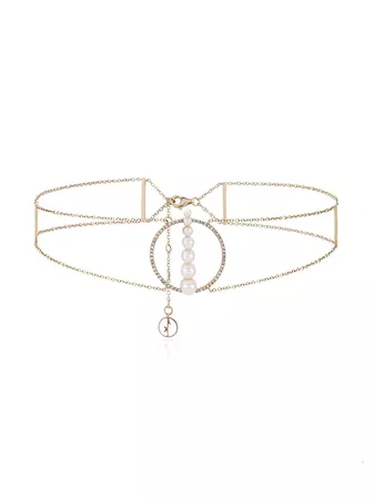 Anissa Kermiche Corne de gazelle dore blanc pearl diamond choker £1,554 - Shop Online SS19. Same Day Delivery in London
