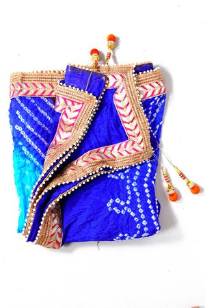 Blue & Orange Bandhani Handmade Indian Art Silk scarf Dupatta | Etsy