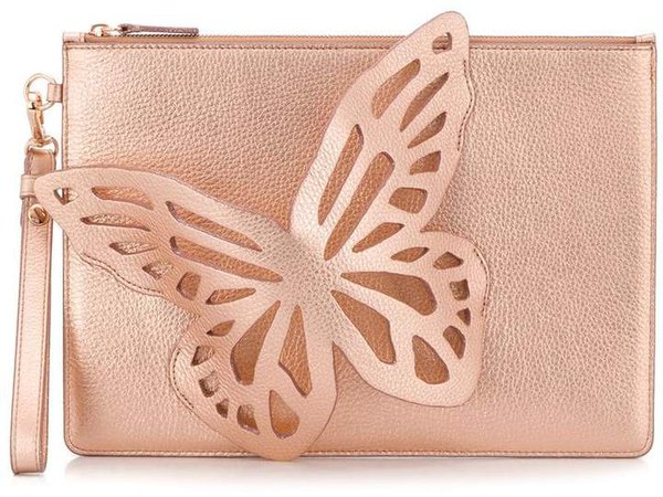 metallized butterfly clutch bag