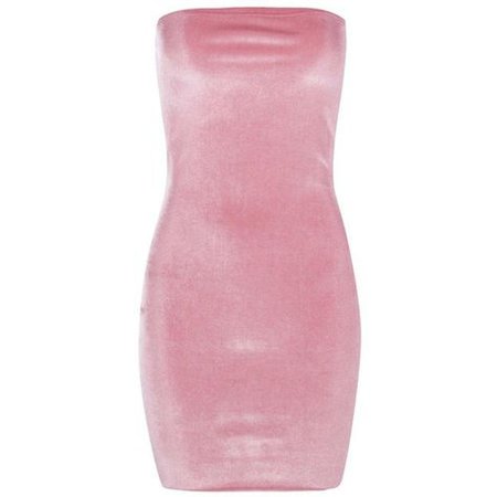 pink velvet strapless dress