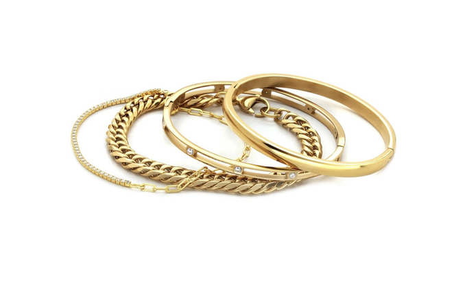 Chain gold bracelet stack-Artizan