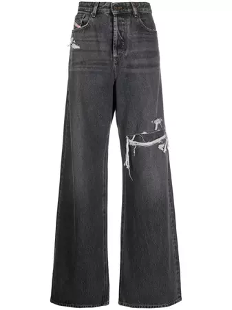 Diesel Distressed wide-leg Jeans - Farfetch