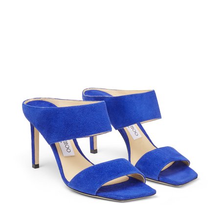 Cobalt Suede Mules with Double Straps| HIRA 85 | Spring Summer '20 | JIMMY CHOO