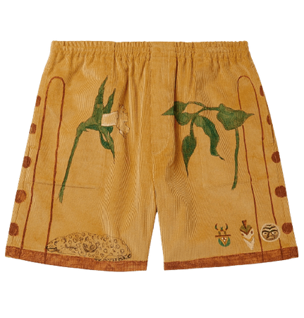 BODE - Printed Cotton-Corduroy Shorts