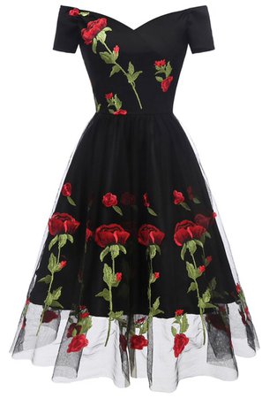 Rose embroidered dress