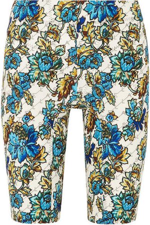Floral-print Jersey Shorts - Blue
