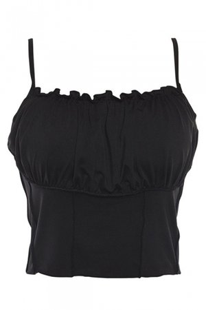 Sexy Spaghetti Straps Chic Ruffle Hem Simple Plain Fitted Cami Top - Beautifulhalo.com