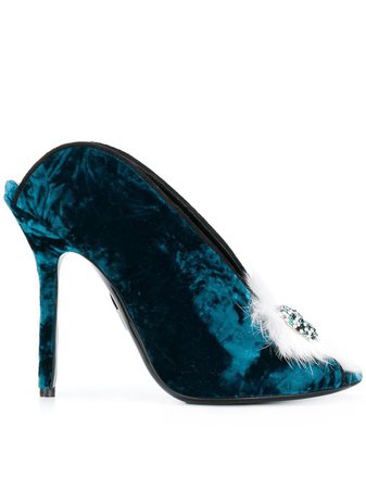 Shop blue Aperlai bejewelled heart mules with Express Delivery - Farfetch