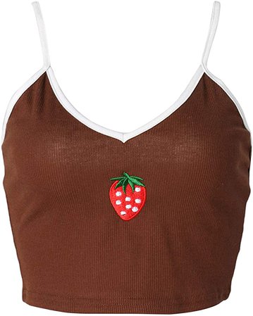 Women Girl Stitching Patchwork Crop Top Shirt Ribbed Knitted Shirts Tank Tops Y2K E-Girl Streetwear Sports (C-Brown, Medium) at Amazon Women’s Clothing store