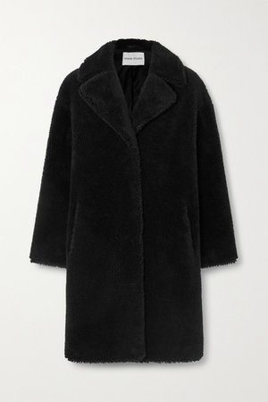 Black Camille Cocoon oversized faux shearling coat | Stand Studio | NET-A-PORTER