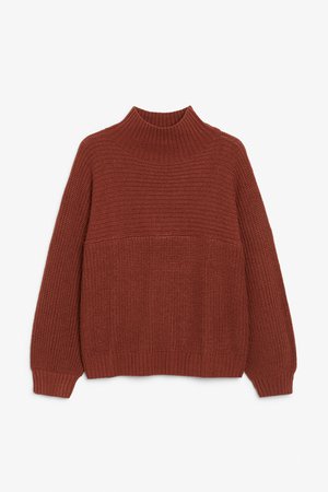 Vertical knit sweater - Rusty red - Jumpers - Monki WW