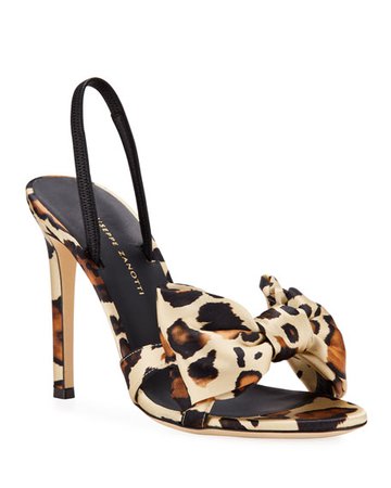 Giuseppe Zanotti Leopard Bow Slide Sandals | Neiman Marcus